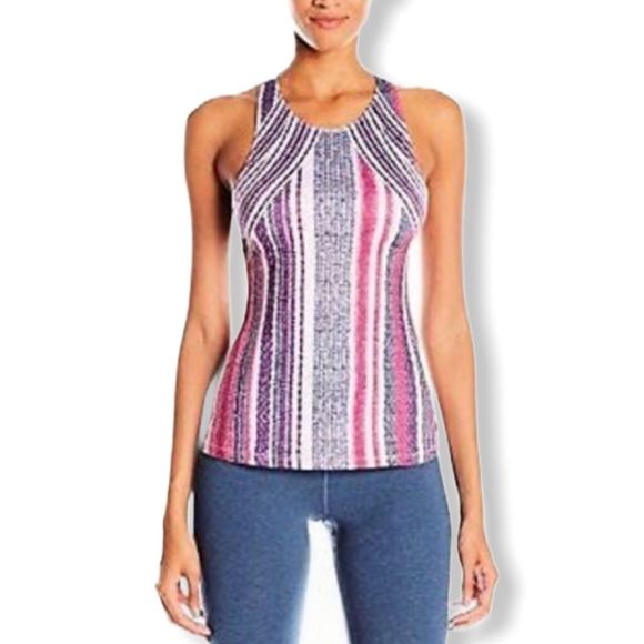 prAna Boost Printed Fitted Racerback Top in Viola Knitta NWT size Large - Picture 1 of 14